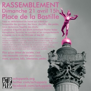 Rassemblement contre l'homophobie dimanche Place de la Bastille - Egalité