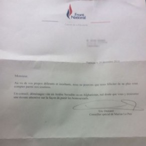 Un conseiller de Marine Le Pen conseille  un sympathisant homophobe de dmnager en Arabie Saoudite  - Front National 